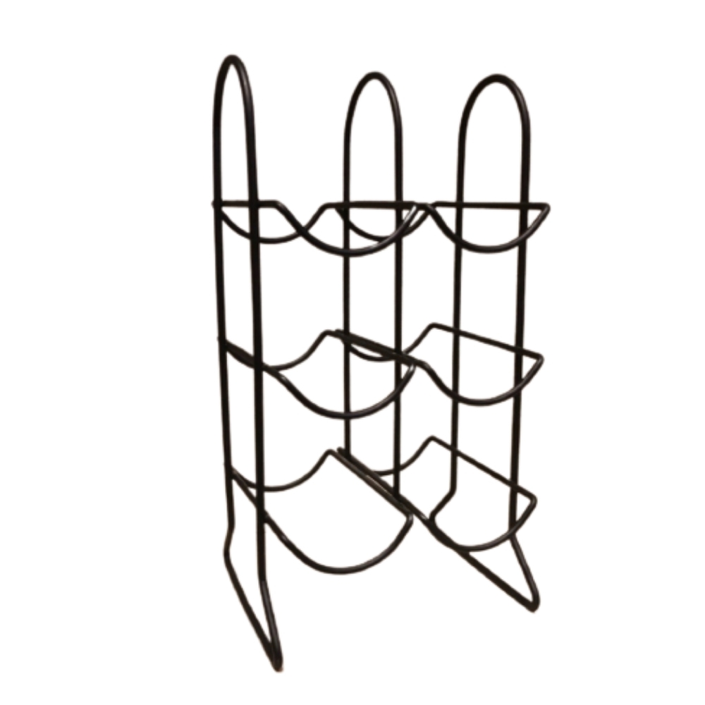 Black Metal Wine Rack, Six Bottle